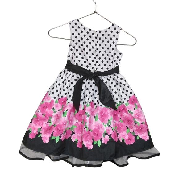 Holiday Editions Puffy Sunday Dress Size Small Polka Dot Floral - Picture 2 of 7